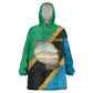 African Volcano Kilimanjaro Tanzania Wearable Blanket Hoodie Grunge Flag Map of Tanzania - African Pride