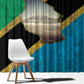 African Volcano Kilimanjaro Tanzania Window Curtain Grunge Flag Map of Tanzania - African Pride