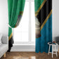 African Volcano Kilimanjaro Tanzania Window Curtain Grunge Flag Map of Tanzania - African Pride