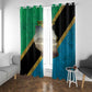 African Volcano Kilimanjaro Tanzania Window Curtain Grunge Flag Map of Tanzania - African Pride
