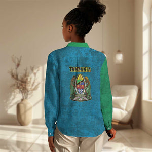 African Volcano Kilimanjaro Tanzania Women Casual Shirt Grunge Flag Map of Tanzania - African Pride
