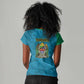 African Volcano Kilimanjaro Tanzania Women V-Neck T-Shirt Grunge Flag Map of Tanzania - African Pride