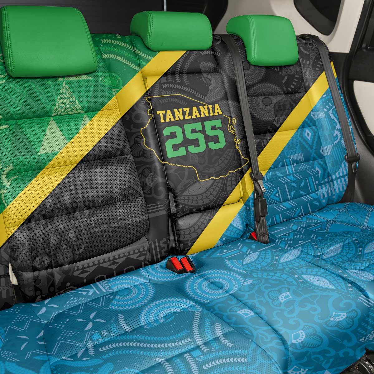 Tanzania 255 Back Car Seat Cover African Mix Pattern Flag Motif - African Pride