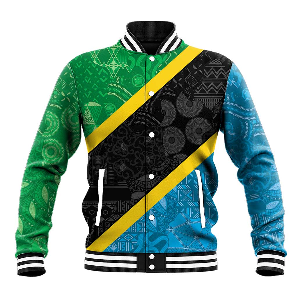 Tanzania 255 Baseball Jacket African Mix Pattern Flag Motif - African Pride