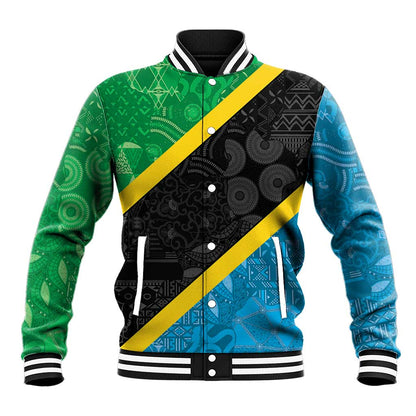 Tanzania 255 Baseball Jacket African Mix Pattern Flag Motif - African Pride