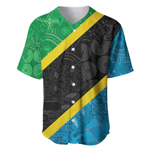 Tanzania 255 Baseball Jersey African Mix Pattern Flag Motif - African Pride