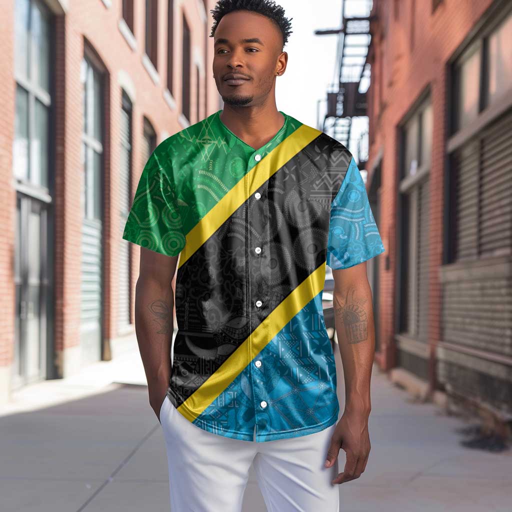 Tanzania 255 Baseball Jersey African Mix Pattern Flag Motif - African Pride