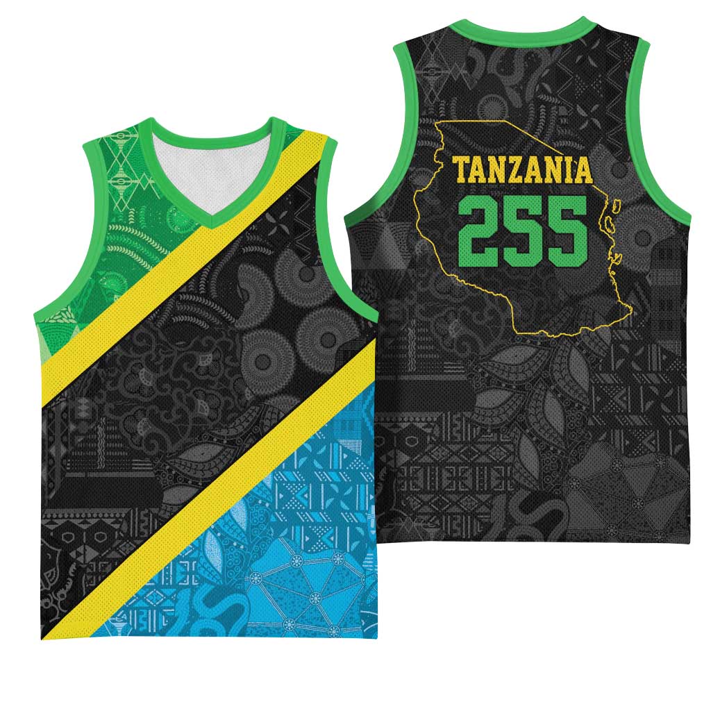 Tanzania 255 Basketball Jersey African Mix Pattern Flag Motif LT9