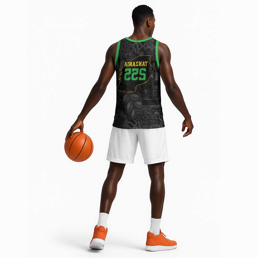 Tanzania 255 Basketball Jersey African Mix Pattern Flag Motif - African Pride