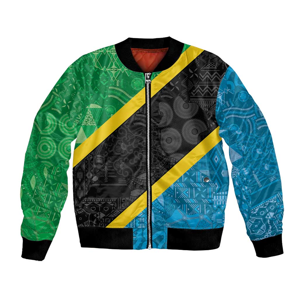 Tanzania 255 Bomber Jacket African Mix Pattern Flag Motif - African Pride
