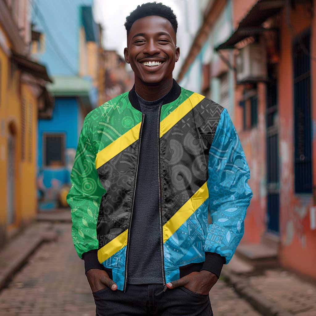 Tanzania 255 Bomber Jacket African Mix Pattern Flag Motif - African Pride