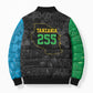 Tanzania 255 Bomber Puffer Jacket African Mix Pattern Flag Motif
