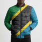 Tanzania 255 Bomber Puffer Jacket African Mix Pattern Flag Motif