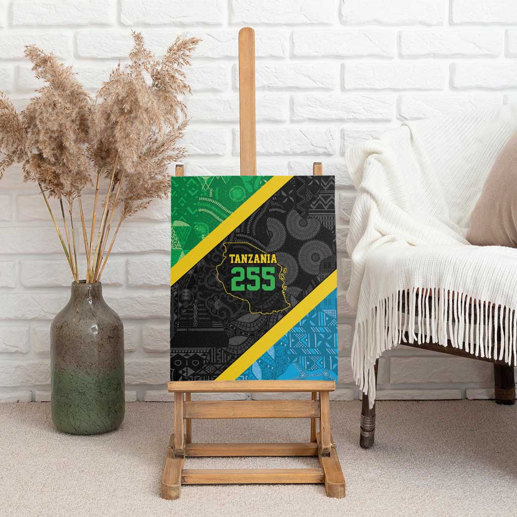 Tanzania 255 Canvas Wall Art African Mix Pattern Flag Motif - African Pride