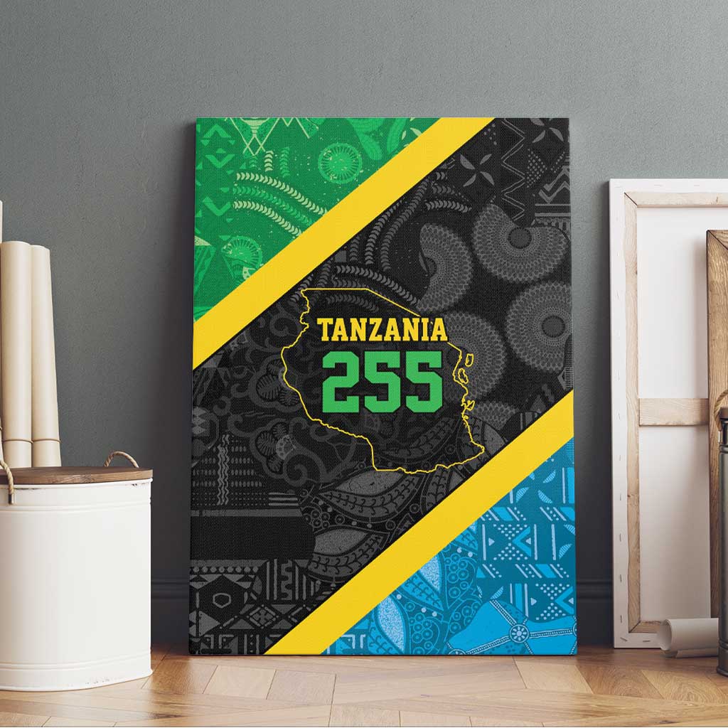Tanzania 255 Canvas Wall Art African Mix Pattern Flag Motif - African Pride