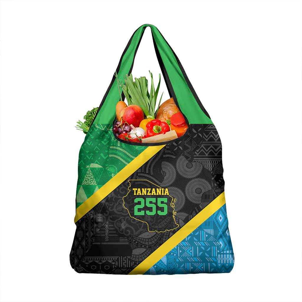 Tanzania 255 Grocery Bag African Mix Pattern Flag Motif - African Pride
