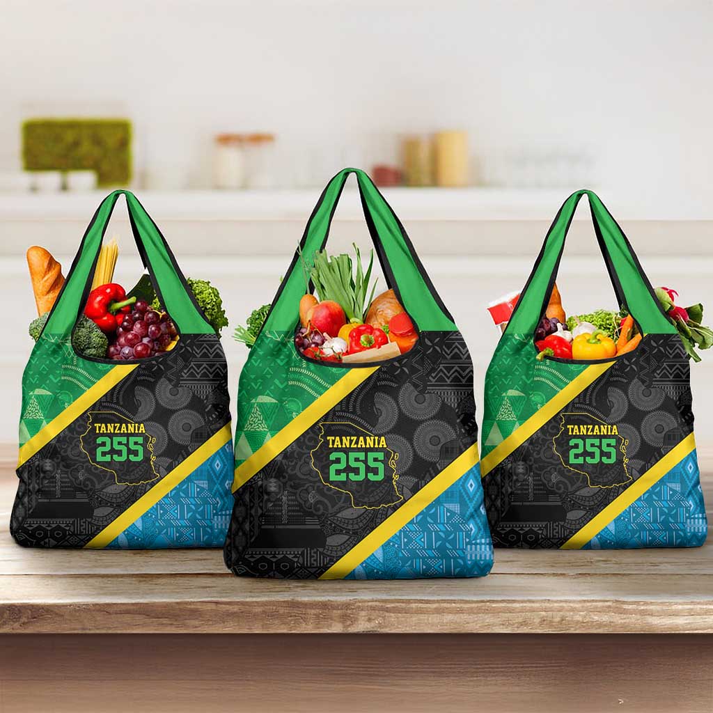 Tanzania 255 Grocery Bag African Mix Pattern Flag Motif - African Pride