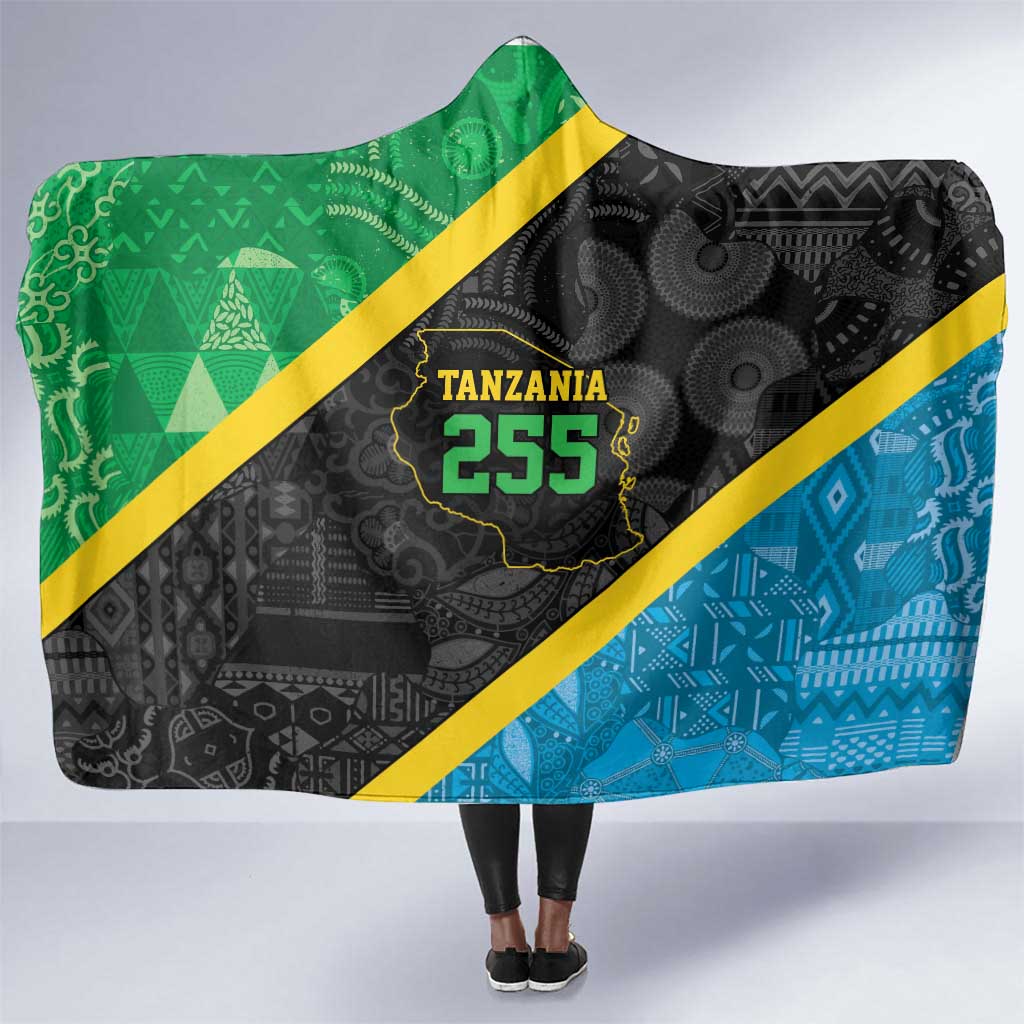 Tanzania 255 Hooded Blanket African Mix Pattern Flag Motif - African Pride