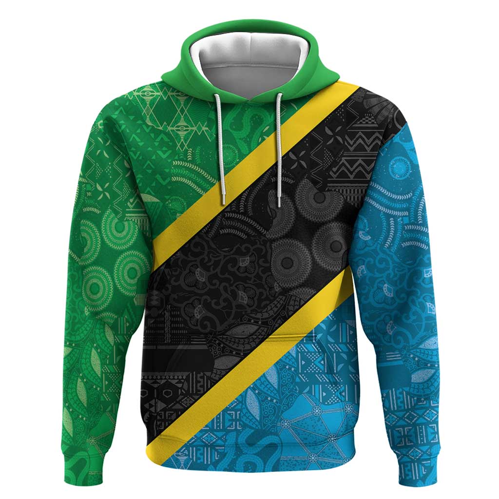 Tanzania 255 Hoodie African Mix Pattern Flag Motif - African Pride