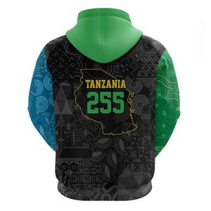 Tanzania 255 Hoodie African Mix Pattern Flag Motif - African Pride