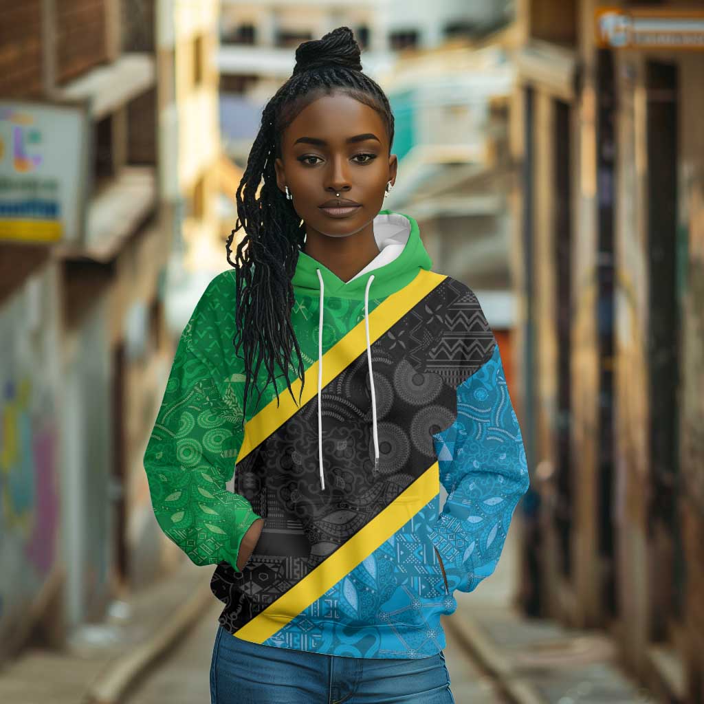 Tanzania 255 Hoodie African Mix Pattern Flag Motif - African Pride