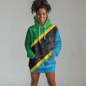 Tanzania 255 Hoodie Dress African Mix Pattern Flag Motif - African Pride