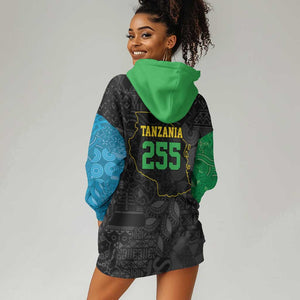 Tanzania 255 Hoodie Dress African Mix Pattern Flag Motif - African Pride