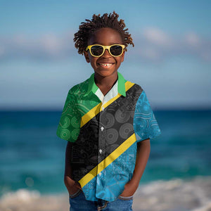 Tanzania 255 Kid Hawaiian Shirt African Mix Pattern Flag Motif - African Pride