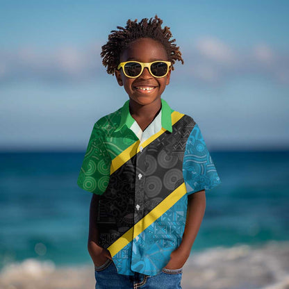 Tanzania 255 Kid Hawaiian Shirt African Mix Pattern Flag Motif - African Pride