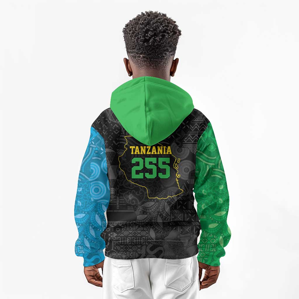 Tanzania 255 Kid Hoodie African Mix Pattern Flag Motif - African Pride