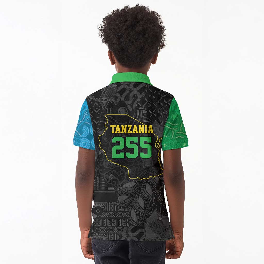 Tanzania 255 Kid Polo Shirt African Mix Pattern Flag Motif - African Pride
