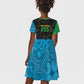 Tanzania 255 Kid Short Sleeve Dress African Mix Pattern Flag Motif - African Pride