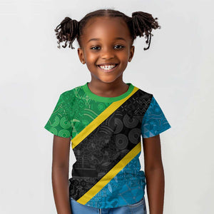 Tanzania 255 Kid T shirt African Mix Pattern Flag Motif - African Pride