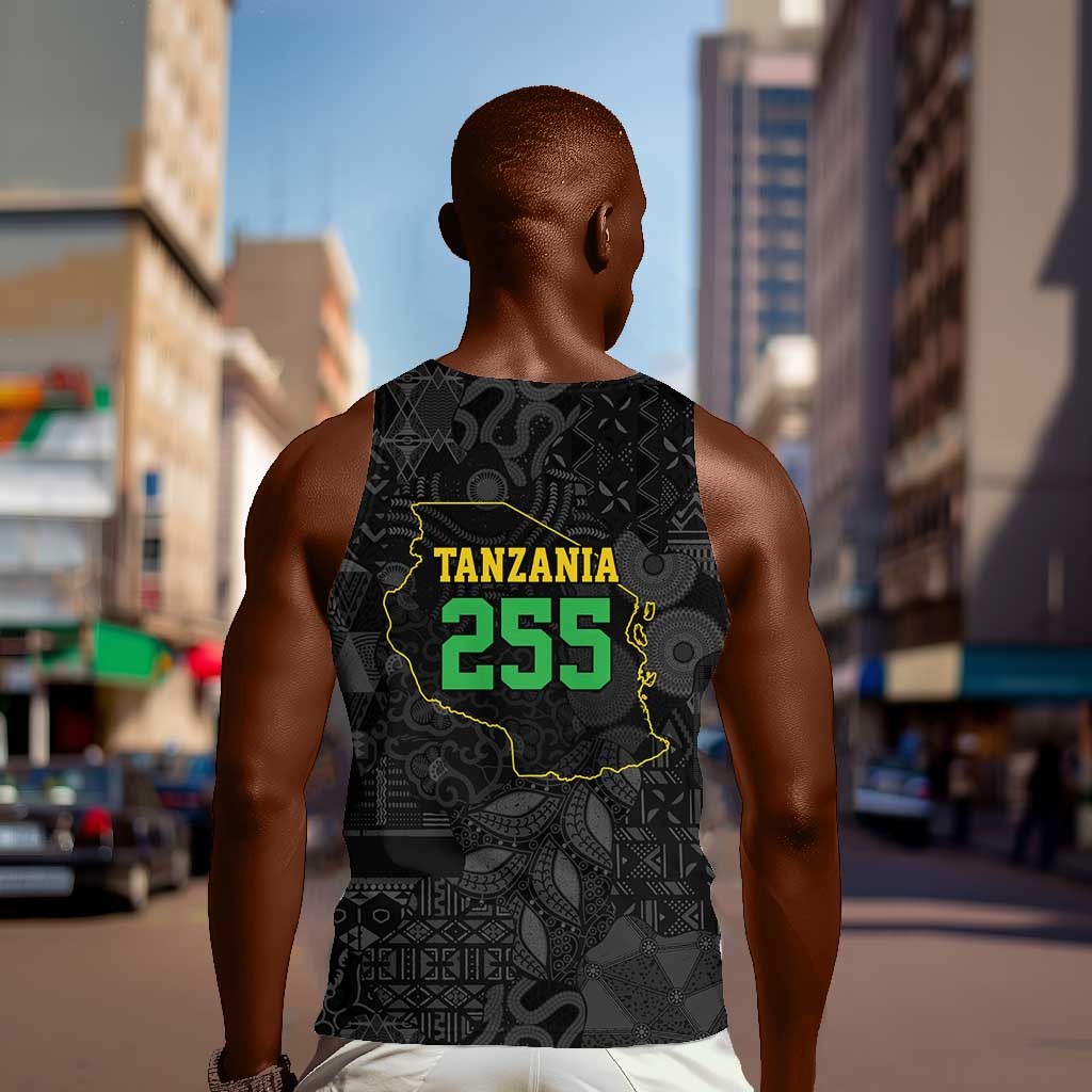 Tanzania 255 Men Tank Top African Mix Pattern Flag Motif - African Pride