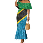 Tanzania 255 Mermaid Dress African Mix Pattern Flag Motif - African Pride