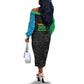 Tanzania 255 Off The Shoulder Long Sleeve Dress African Mix Pattern Flag Motif - African Pride
