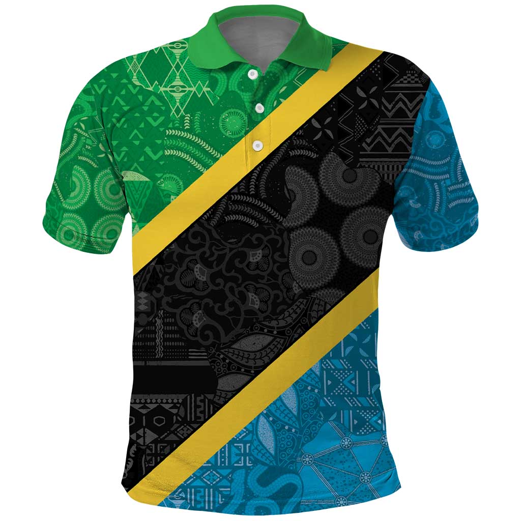 Tanzania 255 Polo Shirt African Mix Pattern Flag Motif - African Pride