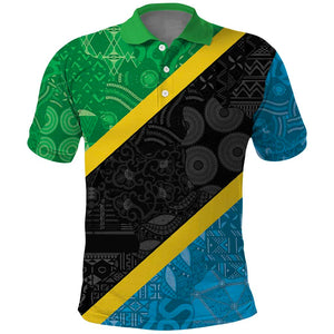 Tanzania 255 Polo Shirt African Mix Pattern Flag Motif - African Pride