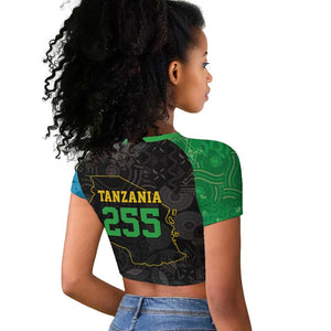 Tanzania 255 Raglan Cropped T shirt African Mix Pattern Flag Motif - African Pride