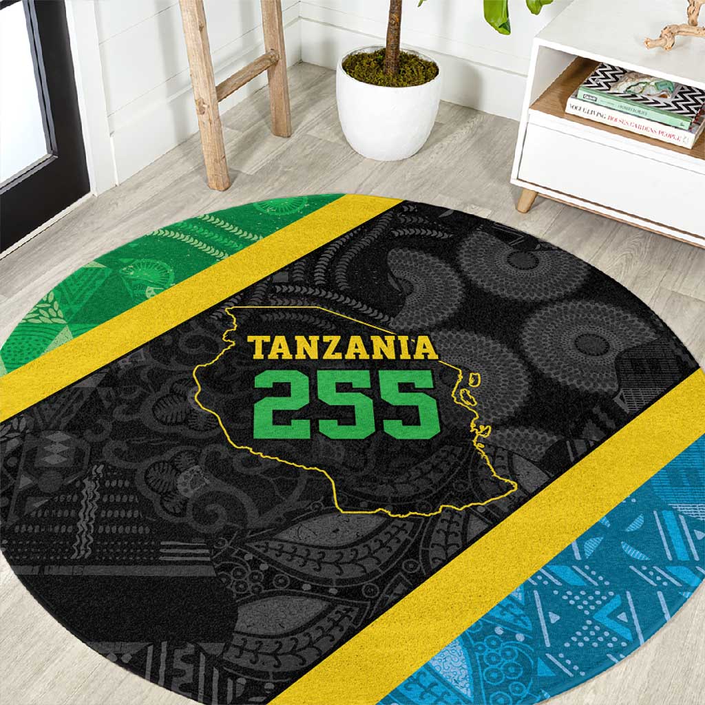 Tanzania 255 Round Carpet African Mix Pattern Flag Motif - African Pride