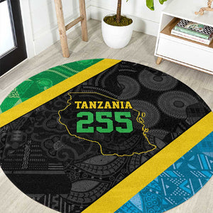 Tanzania 255 Round Carpet African Mix Pattern Flag Motif - African Pride