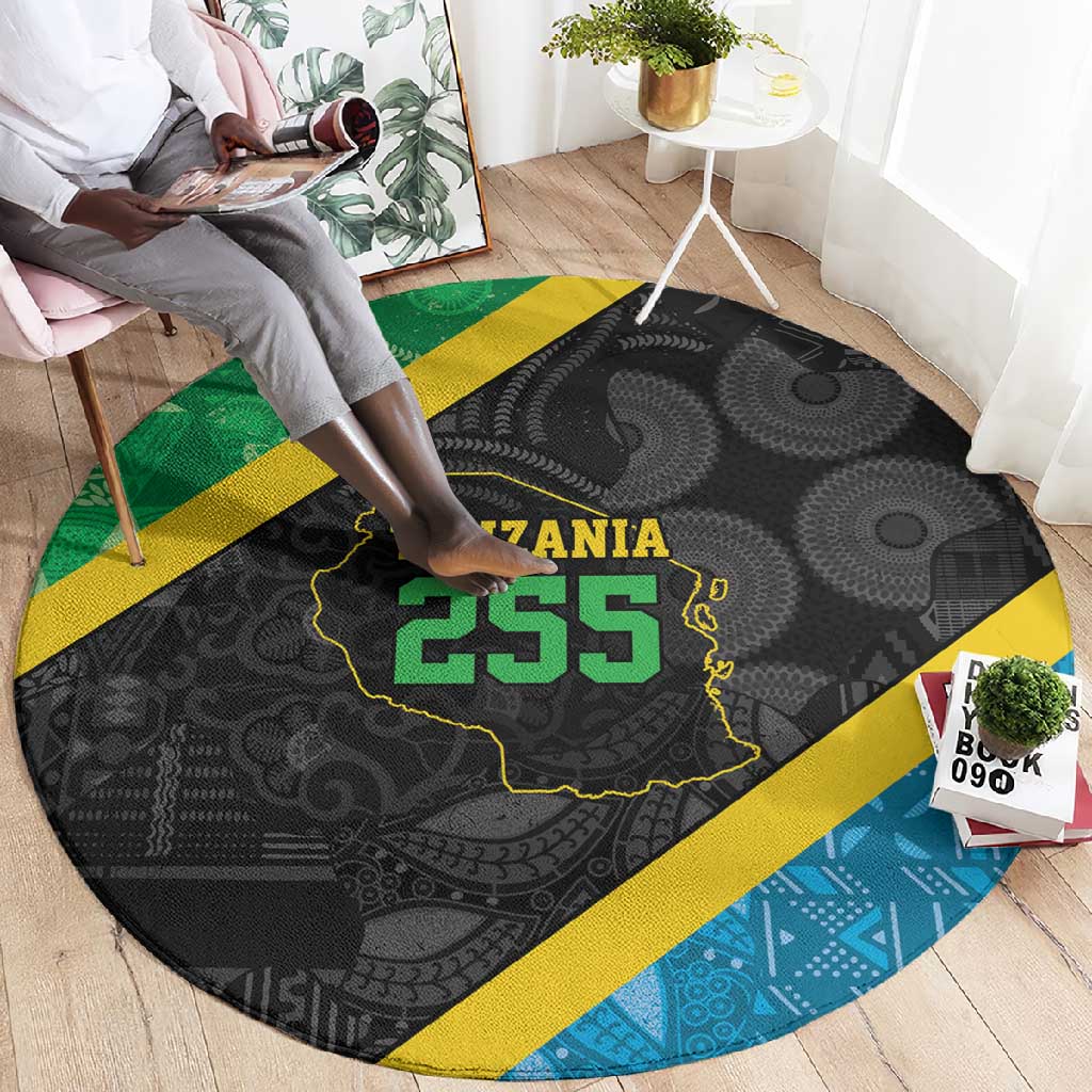Tanzania 255 Round Carpet African Mix Pattern Flag Motif - African Pride