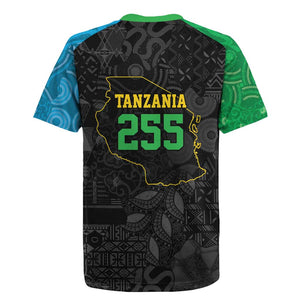 Tanzania 255 Rugby Jersey African Mix Pattern Flag Motif - African Pride