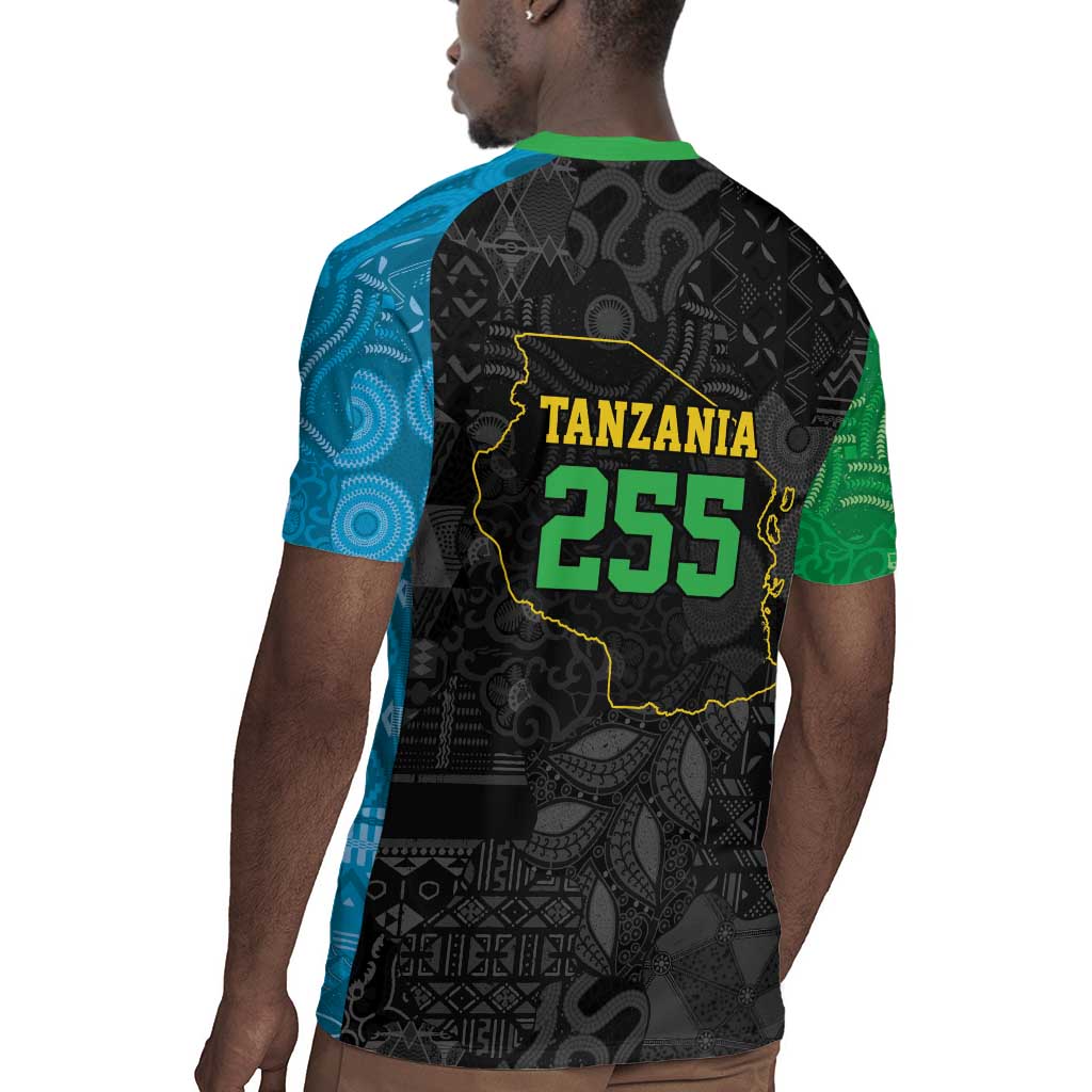 Tanzania 255 Rugby Jersey African Mix Pattern Flag Motif - African Pride