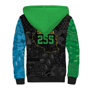 Tanzania 255 Sherpa Hoodie African Mix Pattern Flag Motif - African Pride