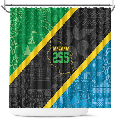 Tanzania 255 Shower Curtain African Mix Pattern Flag Motif - African Pride
