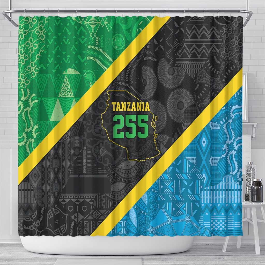 Tanzania 255 Shower Curtain African Mix Pattern Flag Motif - African Pride