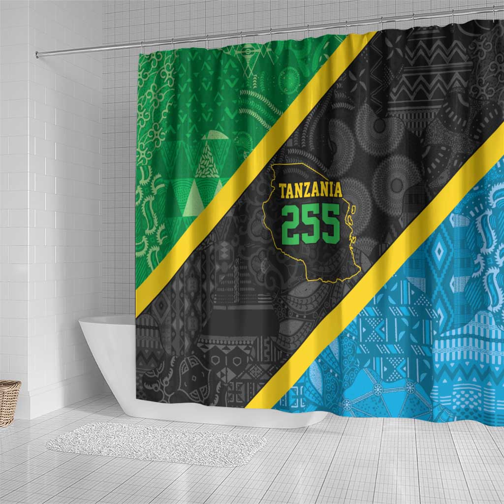 Tanzania 255 Shower Curtain African Mix Pattern Flag Motif - African Pride