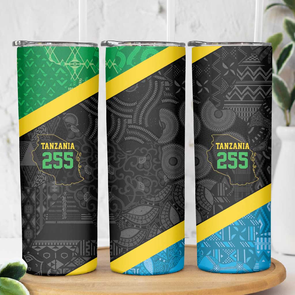 Tanzania 255 Skinny Tumbler African Mix Pattern Flag Motif - African Pride