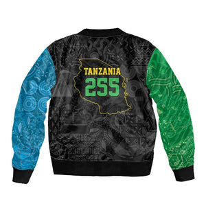 Tanzania 255 Sleeve Zip Bomber Jacket African Mix Pattern Flag Motif - African Pride